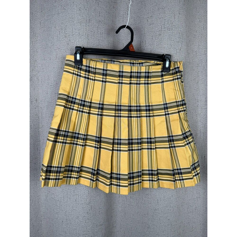 No‎ Boundaries Yellow Plaid Pleated Mini Skirt Clueless Y2K Preppy - Picture 2 of 4